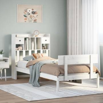 Bookcase Bed without Mattress - White Solid Pine 100x200 cm