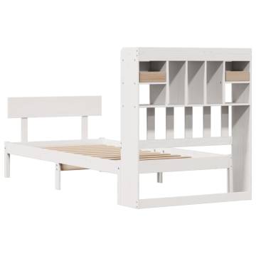 Bookcase Bed without Mattress - White Solid Pine 100x200 cm