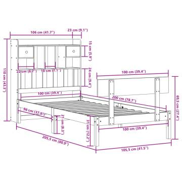 Bookcase Bed without Mattress - White Solid Pine 100x200 cm