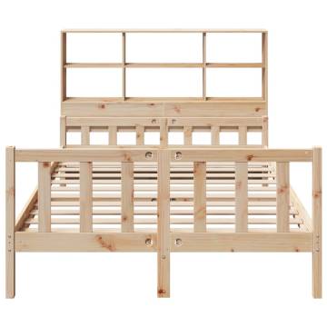 Bookcase Bed 120x190 cm Small Double Solid Wood Pine | Hipomarket