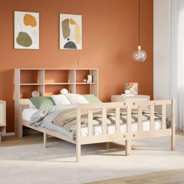 Bookcase Bed without Mattress | Solid Pinewood Double Bed