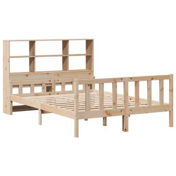 Bookcase Bed without Mattress | Solid Pinewood Double Bed