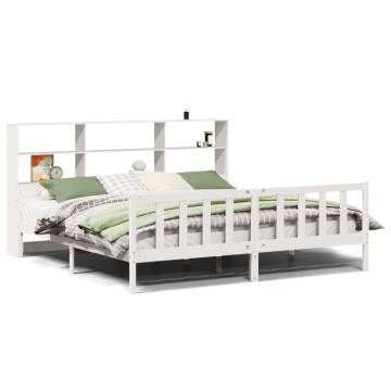 Bookcase Bed without Mattress - White 180x200 cm Super King