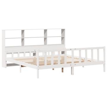 Bookcase Bed without Mattress - White 180x200 cm Super King