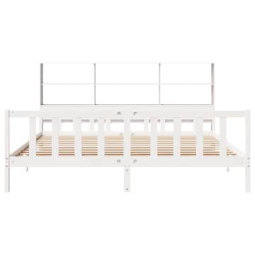 Bookcase Bed without Mattress - White 180x200 cm Super King