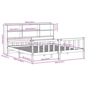 Bookcase Bed without Mattress - White 180x200 cm Super King