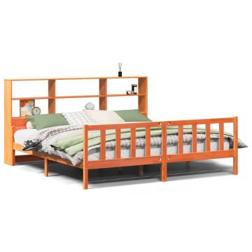 Bookcase Bed without Mattress - Wax Brown Super King Size