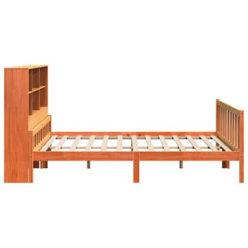 Bookcase Bed without Mattress - Wax Brown Super King Size