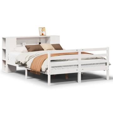 Bookcase Bed Without Mattress - White King Size Solid Pine