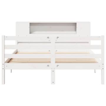 Bookcase Bed Without Mattress - White King Size Solid Pine