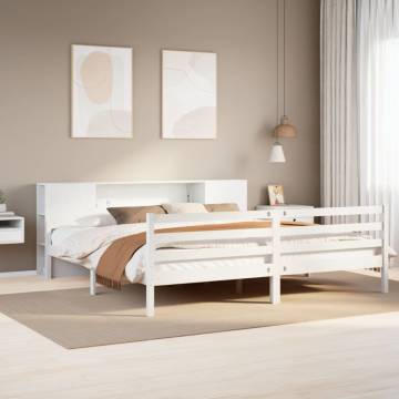 Bookcase Bed Without Mattress - White Super King Solid Pine