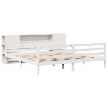 Bookcase Bed Without Mattress - White Super King Solid Pine