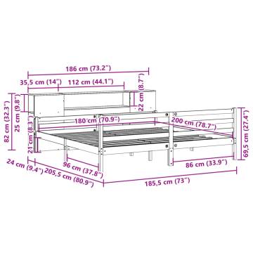 Bookcase Bed Without Mattress - White Super King Solid Pine