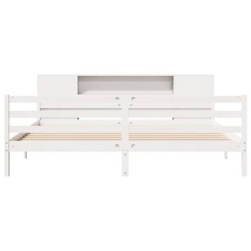 Bookcase Bed without Mattress - White Solid Wood Pine 200x200 cm