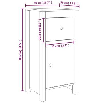 Stylish Grey Sideboard - Solid Pine Wood 40x35x80 cm