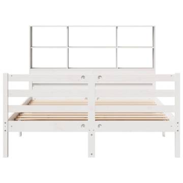 Bookcase Bed without Mattress - White 140x200 cm Solid Pine