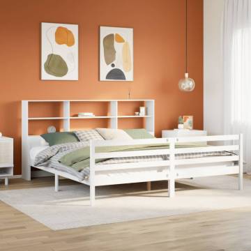 Bookcase Bed without Mattress - White 180x200 cm Super King