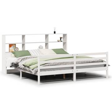 Bookcase Bed without Mattress - White 180x200 cm Super King