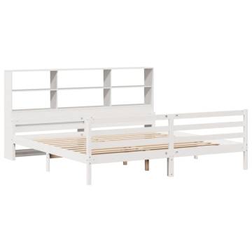 Bookcase Bed without Mattress - White 180x200 cm Super King