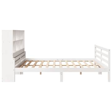 Bookcase Bed Without Mattress - Solid Pinewood, White 200x200 cm