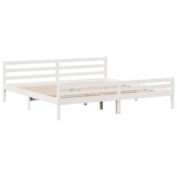 Bookcase Bed Without Mattress - Solid Pinewood, White 200x200 cm