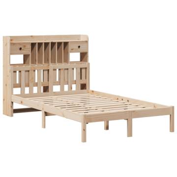 Bookcase Bed 120x190 cm | Solid Pine Wood | No Mattress