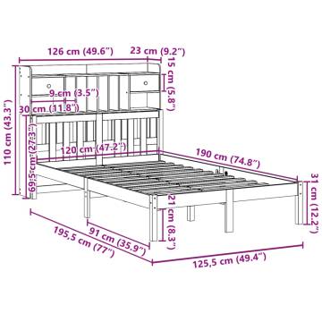 Bookcase Bed 120x190 cm | Solid Pine Wood | No Mattress