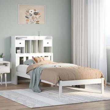 Bookcase Bed without Mattress White 90x200 cm Solid Wood Pine