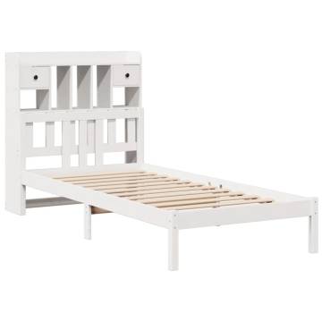 Bookcase Bed without Mattress White 90x200 cm Solid Wood Pine