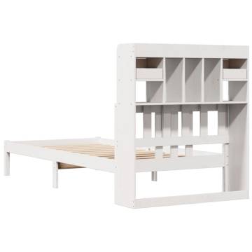 Bookcase Bed without Mattress White 90x200 cm Solid Wood Pine