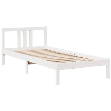 Bookcase Bed without Mattress White 90x200 cm Solid Wood Pine