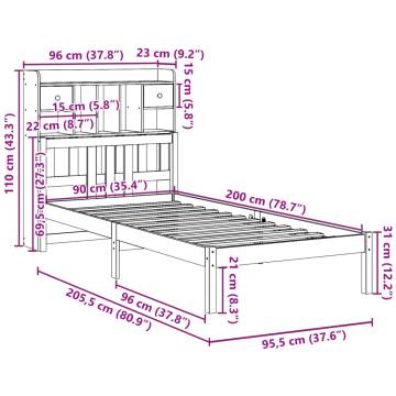 Bookcase Bed without Mattress White 90x200 cm Solid Wood Pine