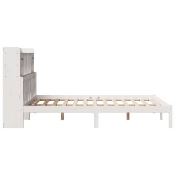 Bookcase Bed without Mattress - White 140x190 cm Solid Pine