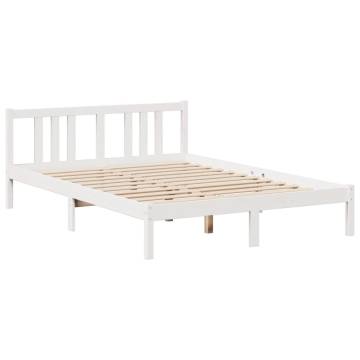 Bookcase Bed without Mattress - White 140x190 cm Solid Pine