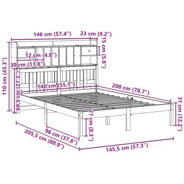 Bookcase Bed 140x200 cm Solid Pine - Stylish & Practical