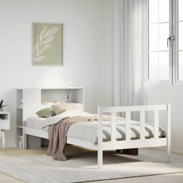 Bookcase Bed without Mattress - White 90x190 cm Single Pine