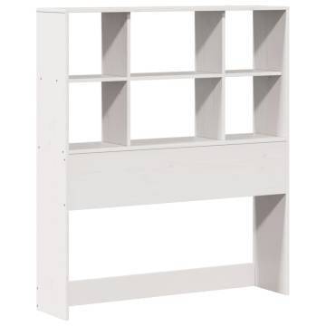 Bookcase Bed without Mattress - Solid Pine, White, 90x190 cm