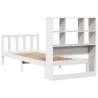 Bookcase Bed without Mattress - Solid Pine, White, 90x190 cm