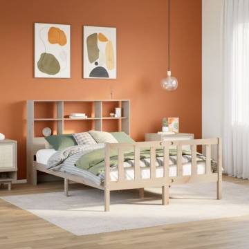 Bookcase Bed 120x200 cm | Solid Pine Wood | HipoMarket UK