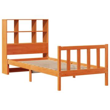 Bookcase Bed Without Mattress - Wax Brown Pine 75x190 cm