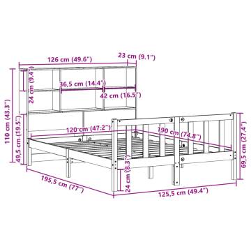 Bookcase Bed without Mattress - Wax Brown, Small Double Pine