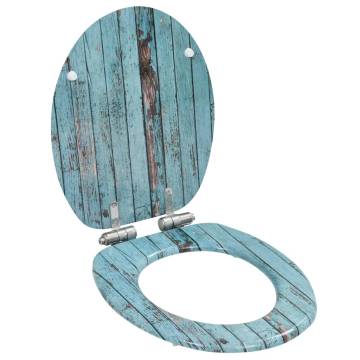 WC Toilet Seat with Soft Close Lid - Old Wood Design | HipoMarket