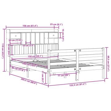 Bookcase Bed King Size - Wax Brown Solid Pinewood - HipoMarket