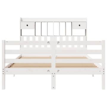 Bookcase Bed without Mattress White 160x200 cm Solid Wood Pine