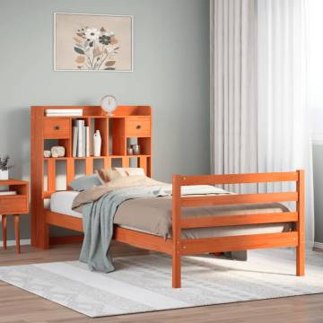 Bookcase Bed without Mattress - Wax Brown 75x190 cm | Hipo Market