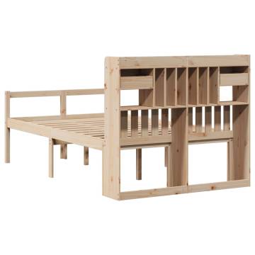 Bookcase Bed 135x190 cm Double Solid Wood Pine | Hipo Market