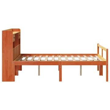 Bookcase Bed without Mattress - Wax Brown Solid Pine 120x200cm