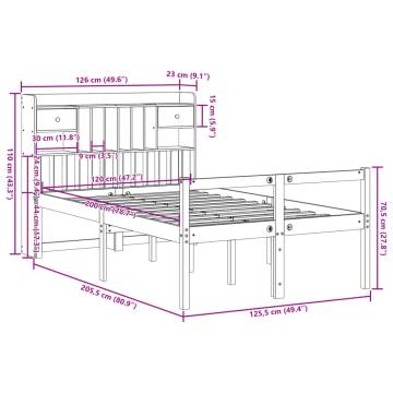 Bookcase Bed without Mattress - Wax Brown Solid Pine 120x200cm