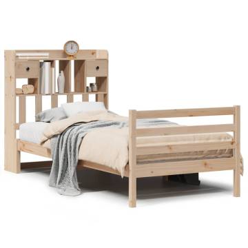 Bookcase Bed without Mattress 75x190 cm - Solid Pine Wood