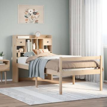 Bookcase Bed 75x190 cm - Solid Pine Wood Small Single Bed